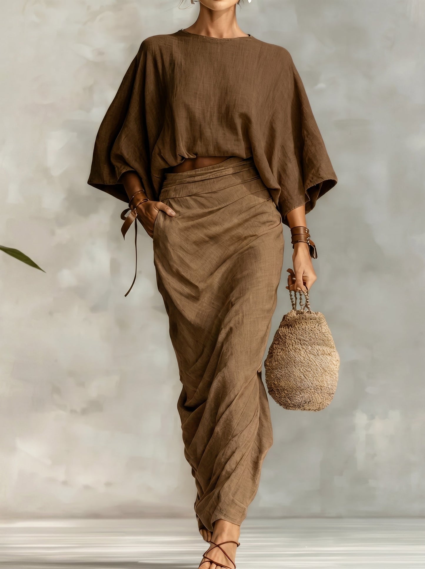 Estela - Conjunto de Top Dolmán y Falda Maxi