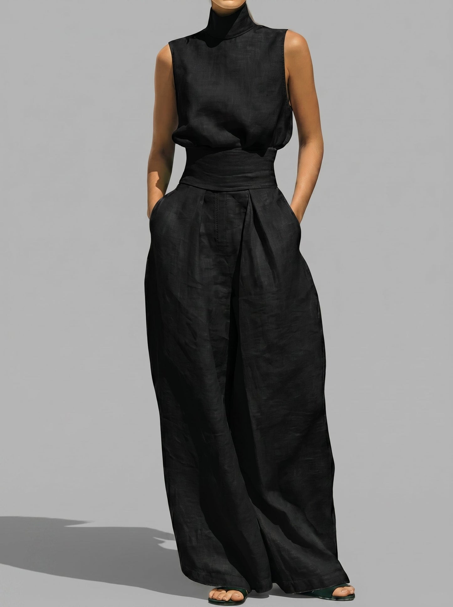 Ana - Conjunto de Gala en Palazzo y Cuello Alto Premium