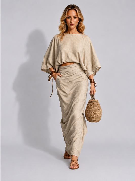 Estela - Conjunto de Top Dolmán y Falda Maxi