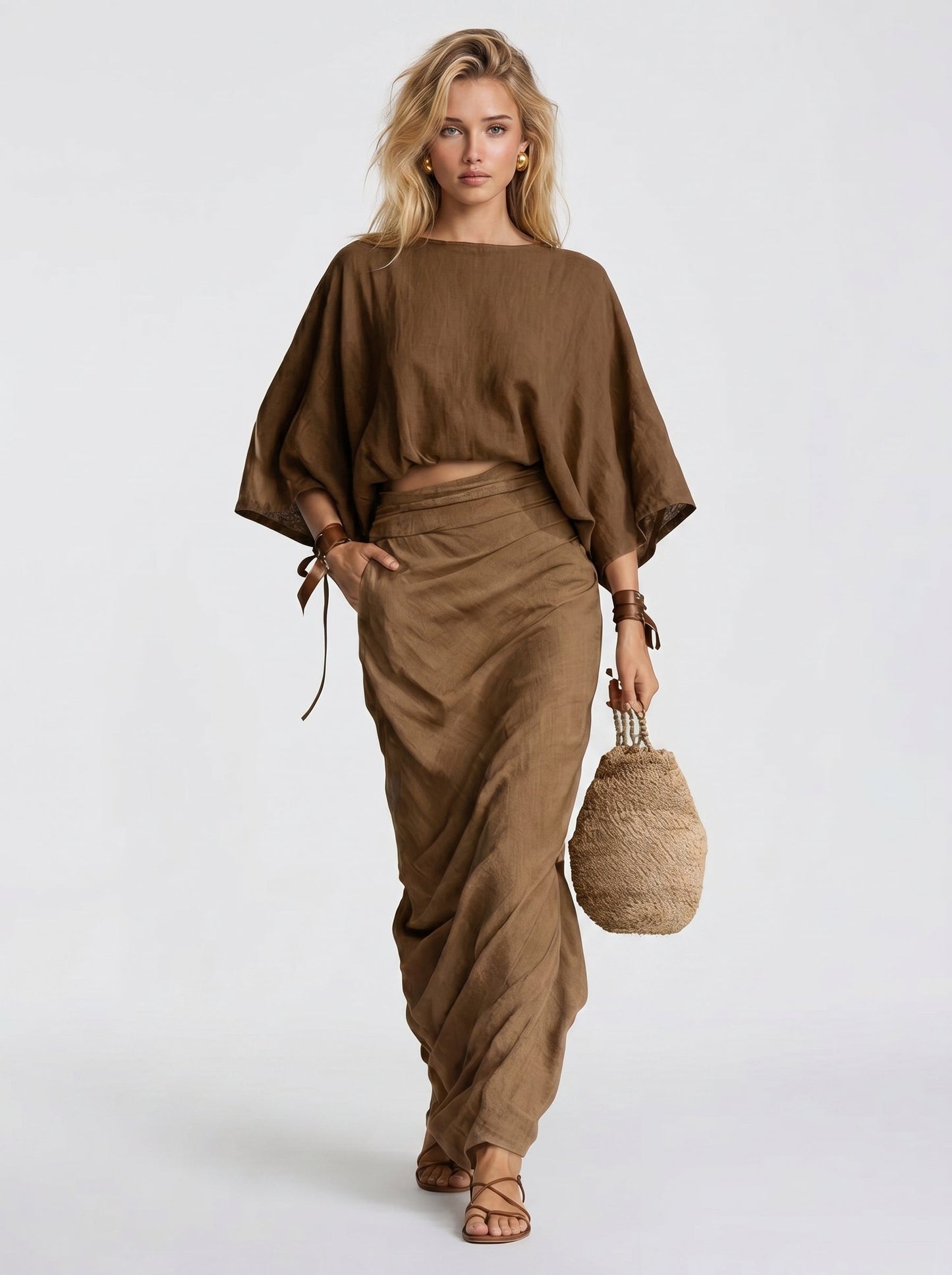 Estela - Conjunto de Top Dolmán y Falda Maxi