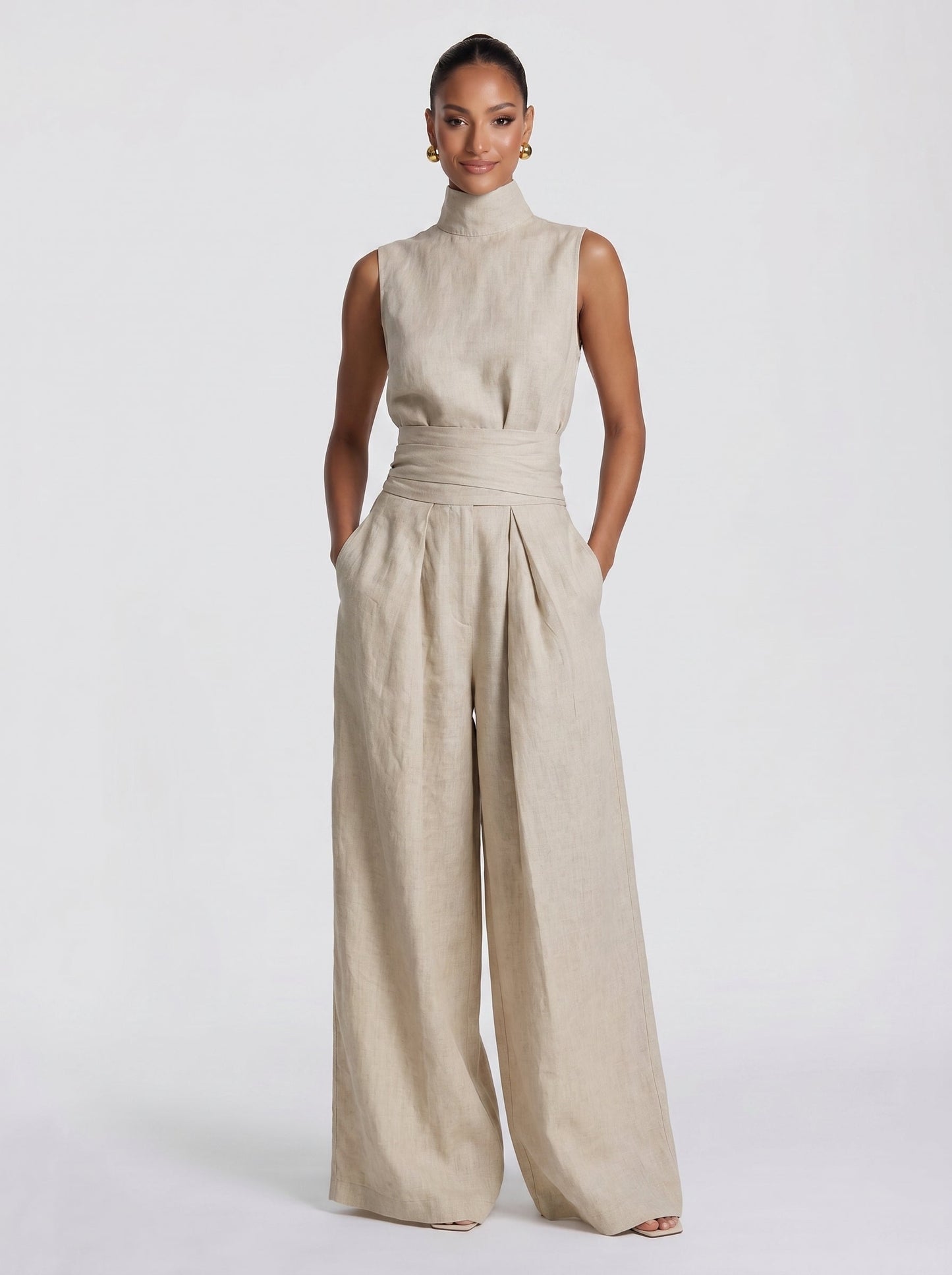 Ana - Conjunto de Gala en Palazzo y Cuello Alto Premium